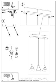 Lampa wisząca TAZILA 3 czarna SOLLUX  LIGHTING