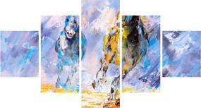 Obraz biegnących koni, obraz olejny (125x70 cm)