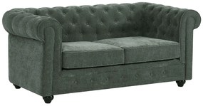Kanapa 2-osobowa z zielonej tkaniny CHESTERFIELD