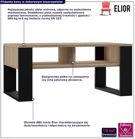 Ława Salonowa Z Półką Dąb Sonoma + Czarny K5-F57