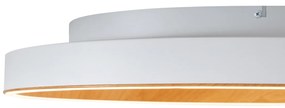 Designerska lampa sufitowa biała z drewnem 60 cm z wbudowaną diodą LED i 3-stopniowym przełącznikiem - IngoDesignerski Oswietlenie wewnetrzne