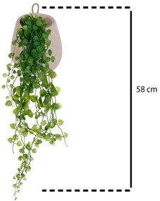 Sztuczne kwiaty na ścianę, bluszcz w wiszącej doniczce, 58 cm