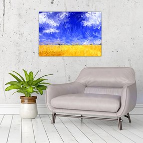 Obraz na szkle - Obraz na szkle olejny, Złote pole (70x50 cm)