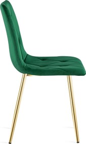 Zielone krzesło do kuchni LIBRA aksamitne ze złotymi nogami