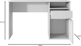 Biurko z szafką i szufladą Mono, kolor biały mat, 120 cm