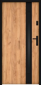 Drzwi wejściowe stalowe pełne i inox wys. 207 x szer. 100 cm - szkło dymione - efekt dębu i czerni - grubość 55 mm - otwieranie lewostronne - BRAGA