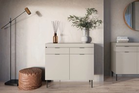 Komoda dwudrzwiowa Sentia 105 z dwoma szufladami - kaszmir / czarny