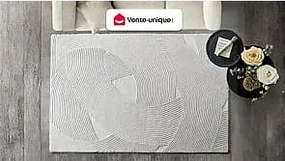 Dywan z wypukłym wzorem ręcznie tkany 100% wełny - 160 x 230 cm - 2200g/m2 - Kość słoniowa - BASSAM
