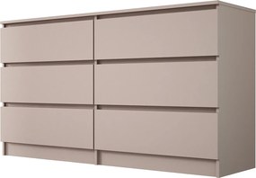 Komoda: 6 szuflad, karmelowa, 139 x 79 x 39 cm