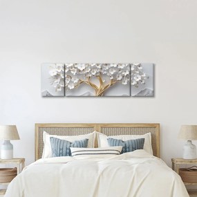 Obraz – Eleganckie drzewo życia 3D pełne kwiatów (170x50 cm)
