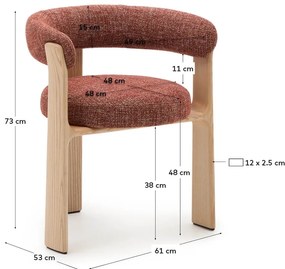 Krzesło z litego drewna jesionowego w naturalnym i kolorze terakoty Granite – Kave Home