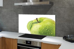 Szkło do Kuchni na Ścianę Zielone Jabłko w Kroplach Wody
