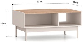 Stolik kawowy DUMI 90x60 kaszmirowy/dąb cremona ML MEBLE