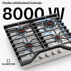 Klarstein Turbocast płyta gazowa, 4 palniki