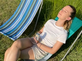 Zestaw 2 składanych leżaków plażowych SAND, zielone paski