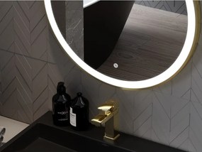Mexen Esso lustro łazienkowe podświetlane, okragłe 90 cm, LED 6000K, antypara, rama złota szczotkowana - 9825-090-090-611-50