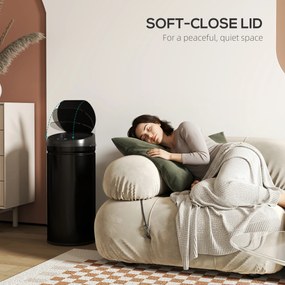 HOMCOM Kosz na śmieci z czujnikiem 42 L z funkcją Soft-Close, bezdotykowy kosz ze stali nierdzewnej idealny do higienicznych kuchni.