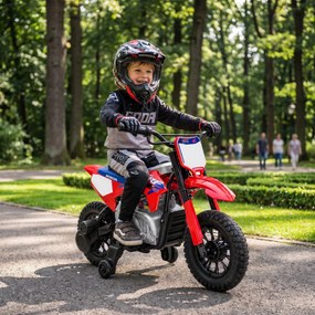 AIYAPLAY Elektryczny motocykl dla dzieci HONDA CRF 450R 12 V dziecięcy motocross z silnikiem 35 W akumulatorem litowym tylne zawieszenie koła 30,48 cm | Aosom PL