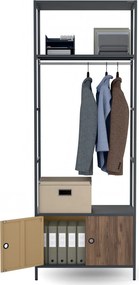 Regał biurowy ubraniowy z drążkiem Eco Design Ariel, 80x40x220 cm, antracyt/orzech