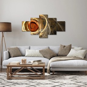 Obraz - Abstrakcyjne róże w ognistych kolorach (125x70 cm)