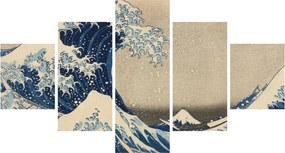 Obraz - Katsushika Hokusai, Under the Wave off Kanagawa, reprodukcje (125x70 cm)