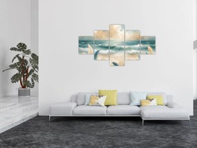 Obraz – Malowana plaża w delikatnych kolorach (125x70 cm)