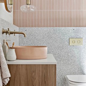 Umywalka betonowa nablatowa owalna 58 x 36 cm bez otworu na baterię BLAR Blue Jeans