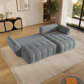 Masseno Narożnik OLSI z funkcją spania i pojemnikiem na pościel Narozniki L, Rozkładana sofa - Szary, MONOLITH 85