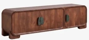 Meble Rtv Z Drewna Mango I Naturalnego Kamienia Kivalina 180 X 45 Cm & Zielony Marmur Udaipur – Ciemne Drewno Mango - Sklum