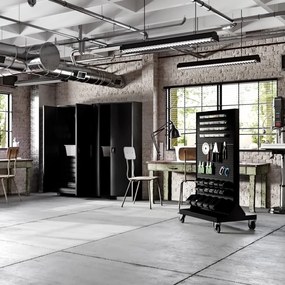 Perforowana ścianka narzędziowa Mariusz All Black 96,5x61x155,5 cm czarna