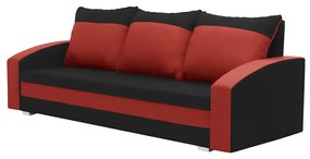Kanapa sofa 3 os z funkcją spania KING Czarny/Czerwony