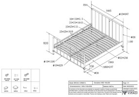 Zielone metalowe łóżko dwuosobowe ze stelażem 160x200 cm BRONXX – Vipack