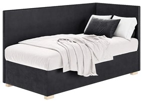Ciemnoniebieskie narożne łóżko dziecięce ze schowkiem i materacem 90x200 cm Flexi – Ghado