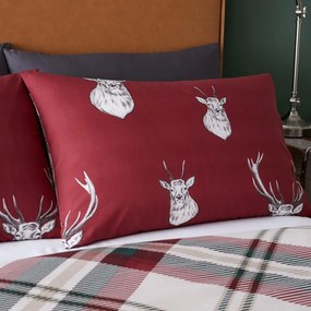 Czerwona pościel dwuosobowa 230x220 cm Munro Stag Check – Catherine Lansfield