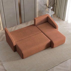 Masseno Narożnik MARELLO z funkcją spania i pojemnikiem na pościel Narozniki L, Rozkładana sofa - Miedziany, NEVE 52