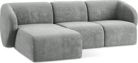 Szary narożnik z tkaniny szenilowej (lewostronny/z szezlongiem) Lani – Makamii