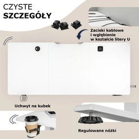 Regulowane biurko biurowe FLEXI, 140x60x72–117cm, białe Casaria