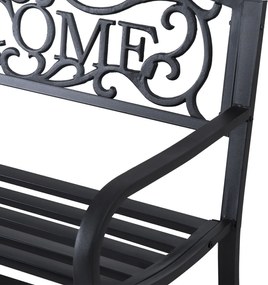 Outsunny Ławka Ogrodowa Metal 2osobowa Wytrzymała na Warunki Zewnętrzne Czarna | Aosom PL