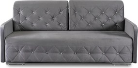 Sofa Rozkładana z Funkcją Spania VIVO Dwuosobowa Szara Glamour do Salonu