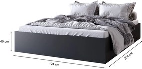 Czarne łóżko z pojemnikiem i materacem 120x200 L7-W98