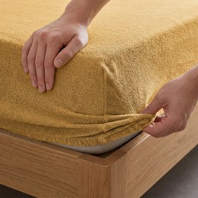 4Home prześcieradło frotte Ideal musztardowy, 200 x 200 cm, 200 x 200 cm