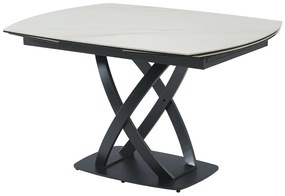 Stół do jadalni rozkładany dla 4 do 8 osób z ceramiki, szkła hartowanego i stali nierdzewnej - Efekt białego marmuru i Czarny - LIOMELI marki Maison Céphy