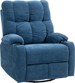 HOMCOM Fotel Relax z podnóżkiem, leżak obrotowy, do 150 kg, konstrukcja stalowa, 88x96x108cm, Granatowy