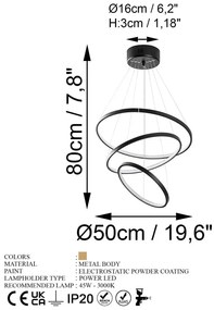 Czarna lampa wisząca LED ø 50 cm Simit – Opviq lights