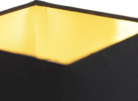 Nowoczesna lampa ścienna czarna z USB i kwadratowym czarnym kloszem - Zeno