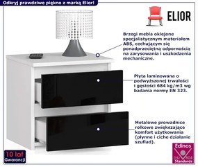 Minimalistyczna szafka nocna biały + czarny połysk G4-G64