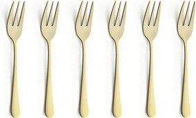 Serwis do ciasta 6 elementów Austin ze stali nierdzewnej w matowym złotym kolorze