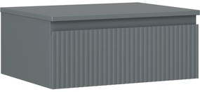Mexen Rivel szafka łazienkowa podumywalkowa 60 cm z blatem, 1 szuflada, ryflowana , grafit mat - 91A20-06023-1-BFC66