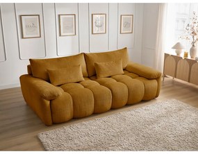 Musztardowa sofa z tkaniny szenilowej 264 cm Ivane – Bobochic Paris