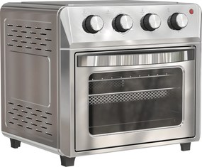 HOMCOM Minipiekarnik z termoobiegiem, frytkownica na gorące powietrze, 6 trybów grzania, timer, akcesoria, 24 l, srebrny